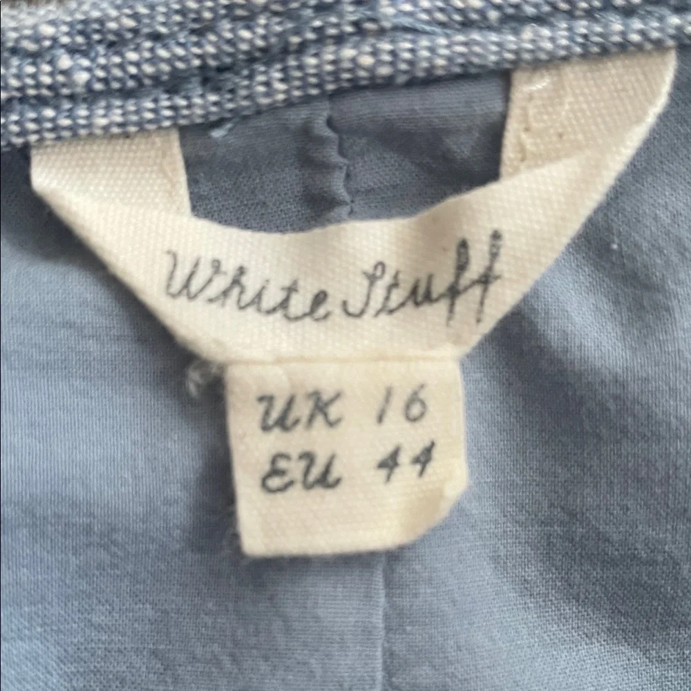 100% Linen WHITE STUFF Women's Light Blue Button-Front Skirt Preppy Coastal - Picture 2 of 9